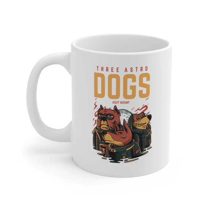 Kubek 330ml  z nadrukiem Three Astro Dogs Biały