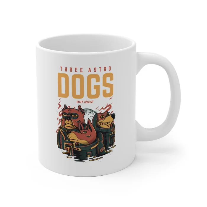 Kubek 330ml  z nadrukiem Three Astro Dogs Biały