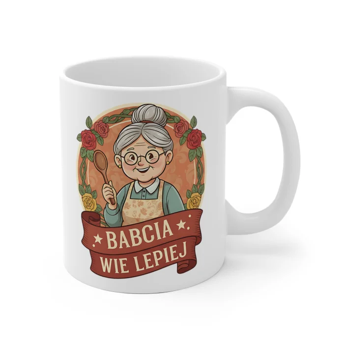 Kubek na Dzień Babci 330ml z nadrukiem Babcia Wie Lepiej