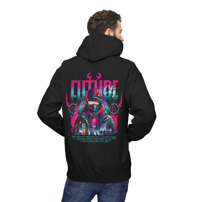 Bluza z kapturem z nadrukiem Future City