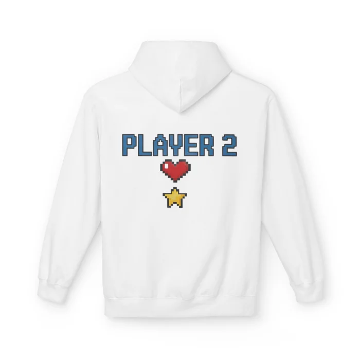 Bluza z kapturem dla par z nadrukiem Player1 & Player2