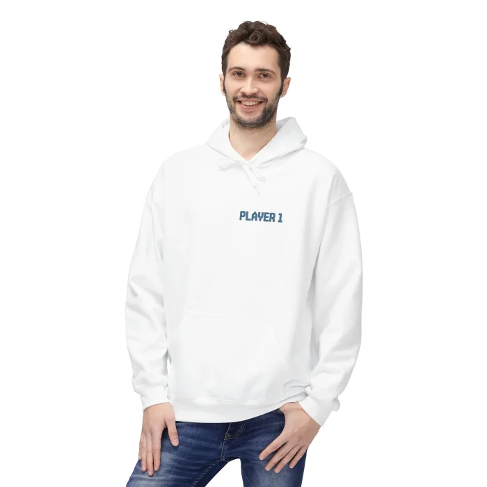 Bluza z kapturem dla par z nadrukiem Player1 & Player2