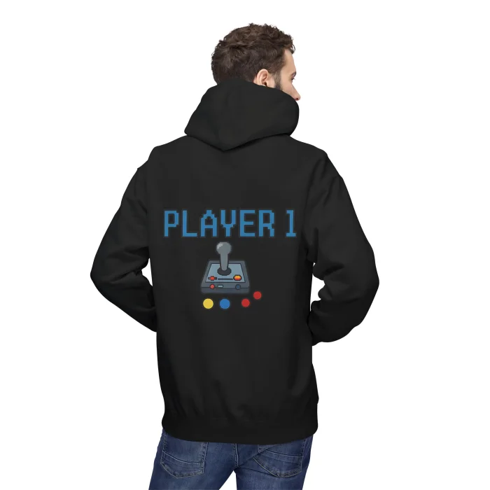 Bluza z kapturem dla par z nadrukiem Player1 & Player2