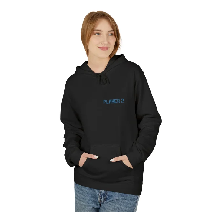 Bluza z kapturem dla par z nadrukiem Player1 & Player2