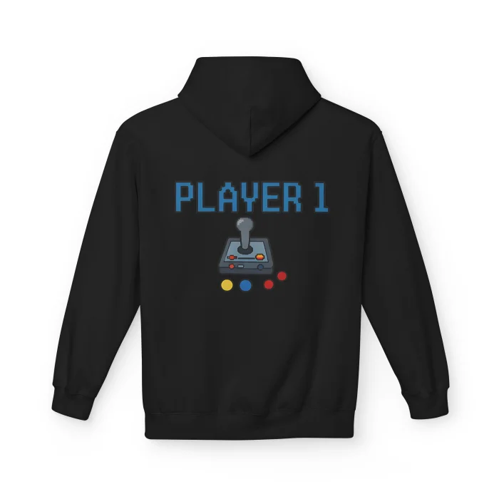 Bluza z kapturem dla par z nadrukiem Player1 & Player2