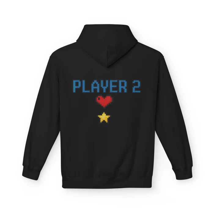 Bluza z kapturem dla par z nadrukiem Player1 & Player2