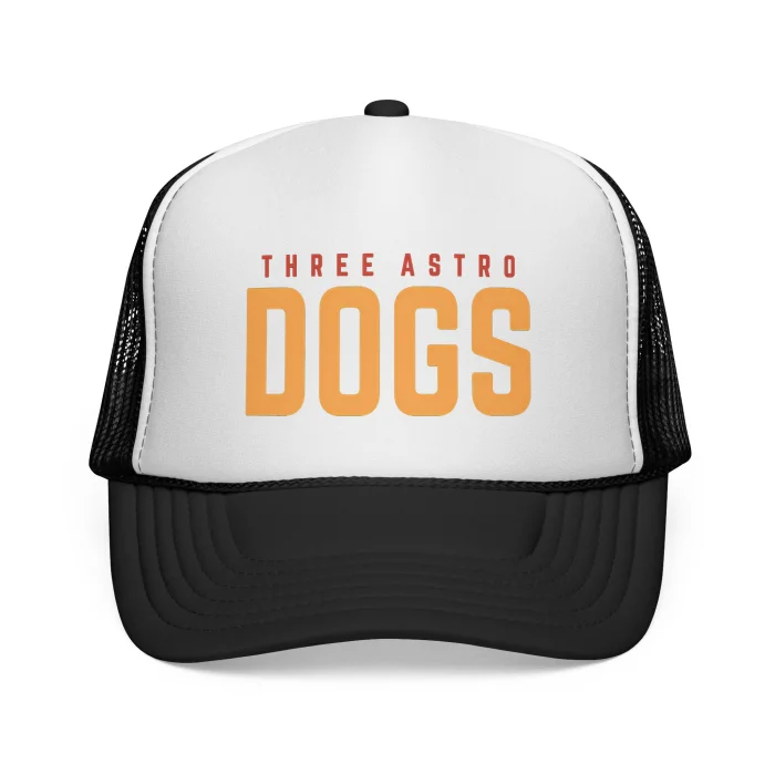 Czapka z daszkiem z nadrukiem Three Astro Dogs Biało Czarna