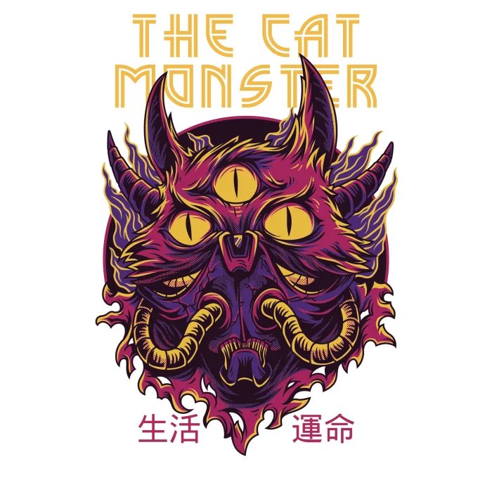 T-shirt Damski z nadrukiem The Cat Monster