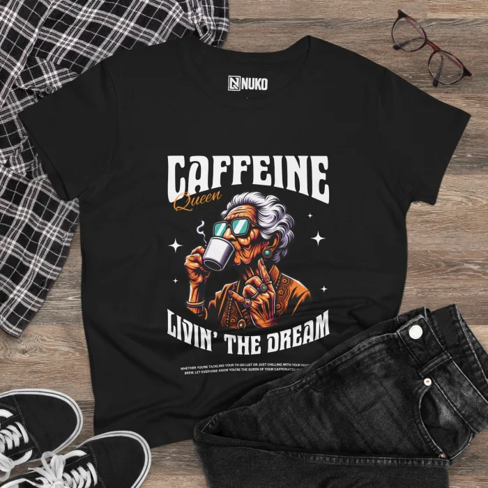T-shirt Damski z nadrukiem Caffeine Queen