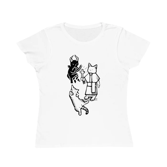 T-shirt Damski z nadrukiem Devil Cat
