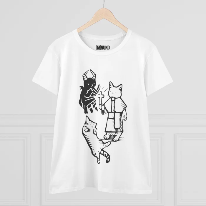 T-shirt Damski z nadrukiem Devil Cat