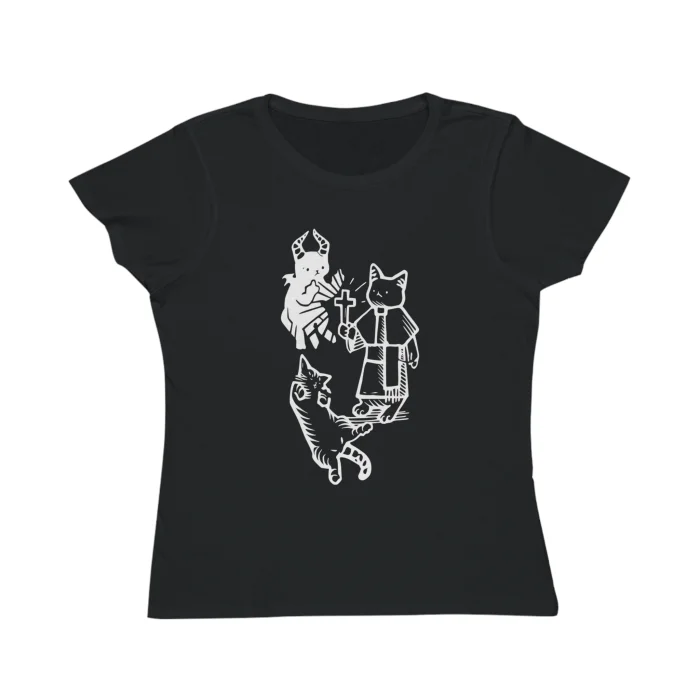 T-shirt Damski z nadrukiem Devil Cat
