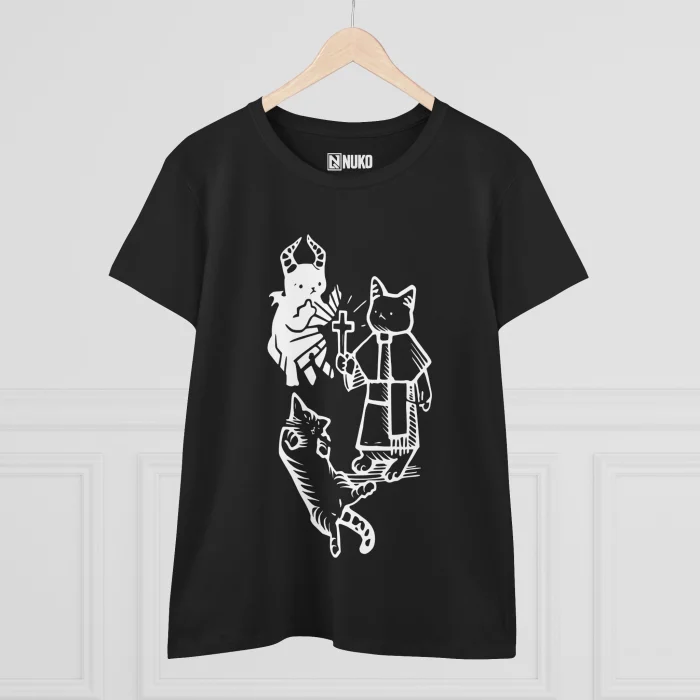 T-shirt Damski z nadrukiem Devil Cat