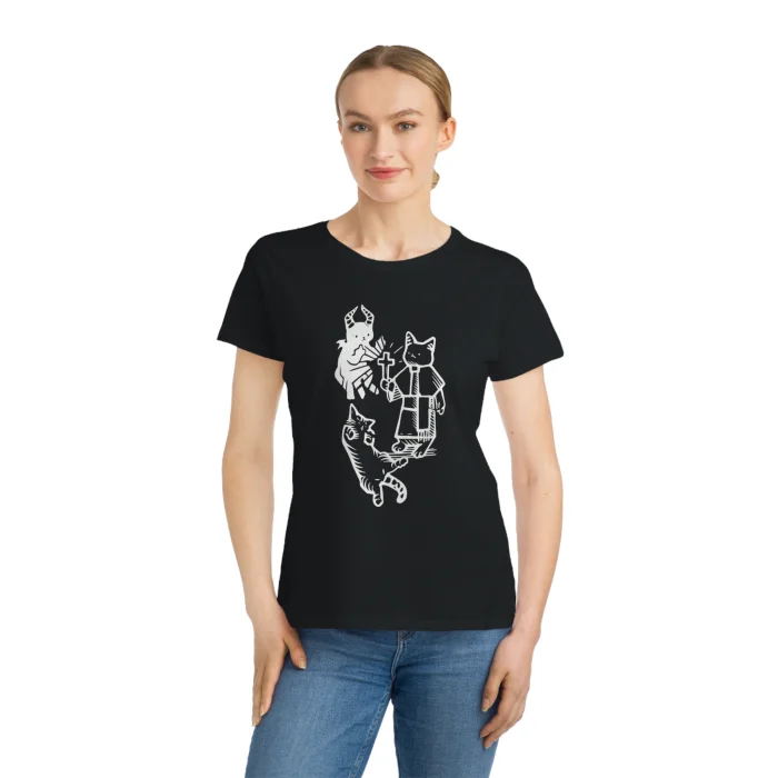 T-shirt Damski z nadrukiem Devil Cat