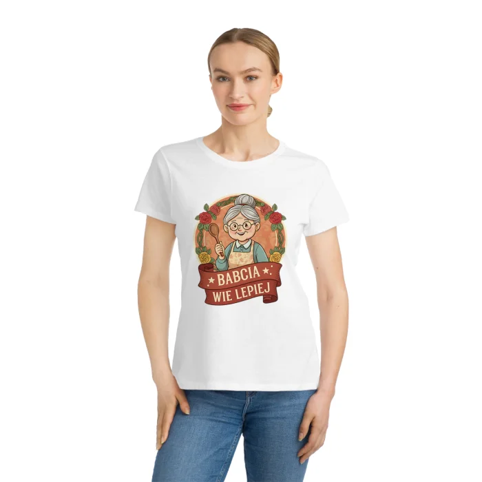 T-shirt Damski z nadrukiem Babcia Wie Lepiej