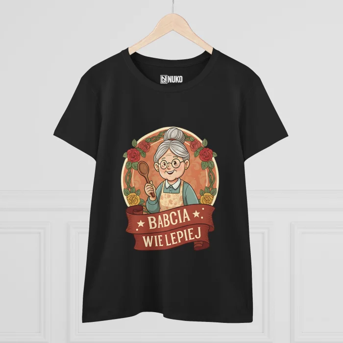 T-shirt Damski z nadrukiem Babcia Wie Lepiej