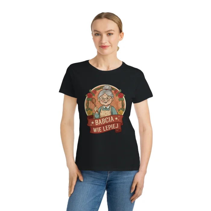 T-shirt Damski z nadrukiem Babcia Wie Lepiej