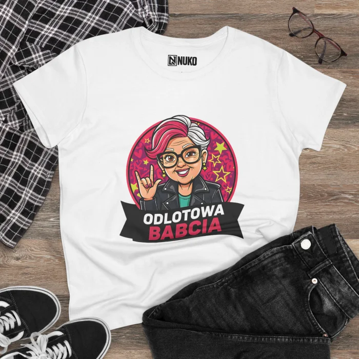 T-shirt Damski z nadrukiem Odlotowa Babcia