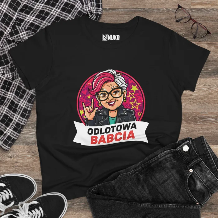 T-shirt Damski z nadrukiem Odlotowa Babcia