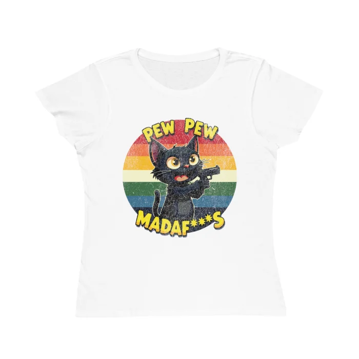T-shirt Damski z nadrukiem Pew Pew Madaf***s