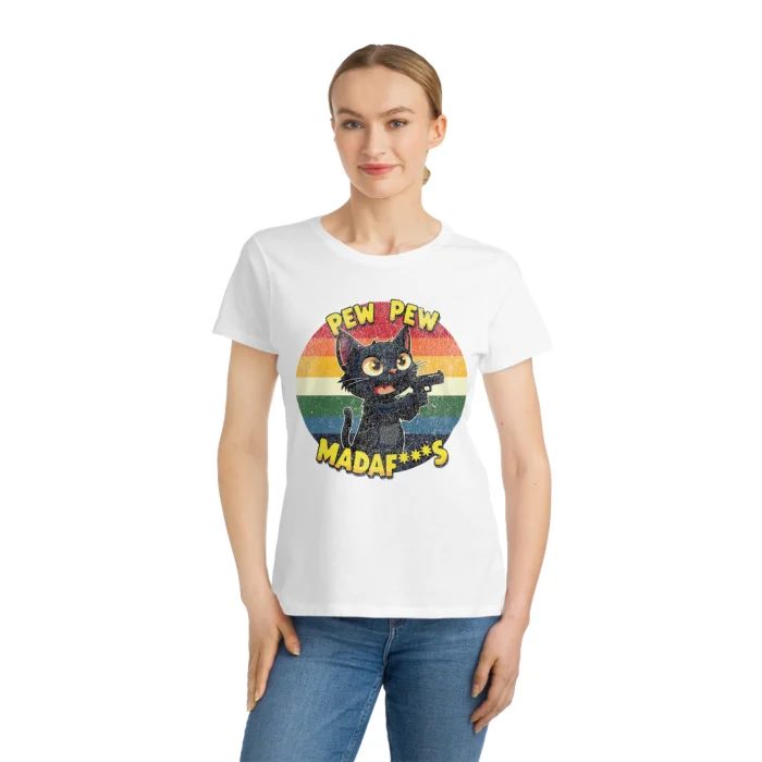 T-shirt Damski z nadrukiem Pew Pew Madaf***s