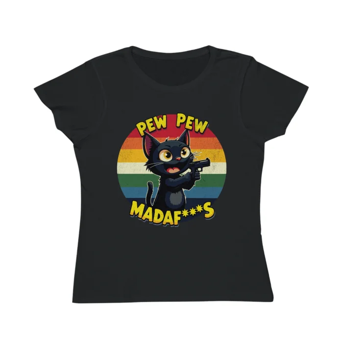 T-shirt Damski z nadrukiem Pew Pew Madaf***s