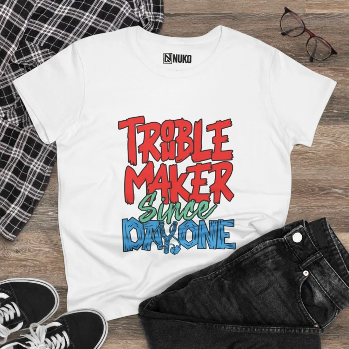 T-shirt Damski z nadrukiem Trouble Maker