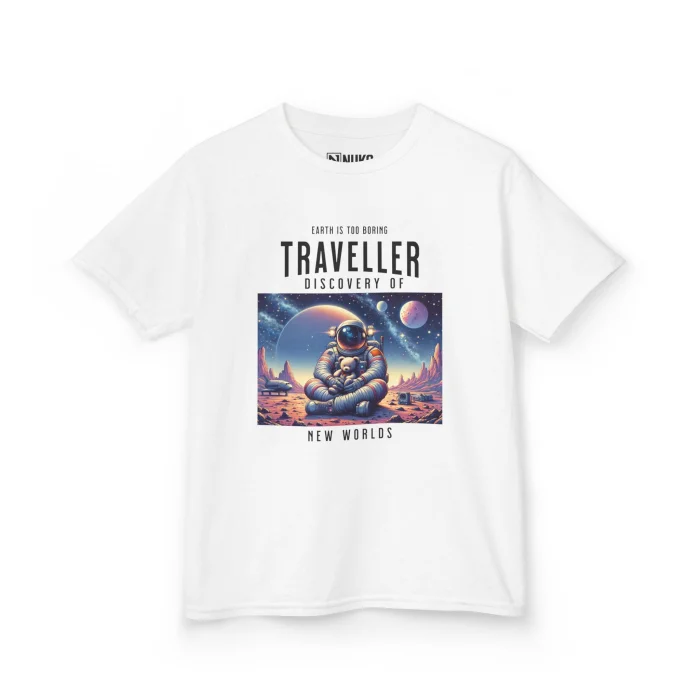 T-shirt Dziecięcy z nadrukiem Traveller with Teddy