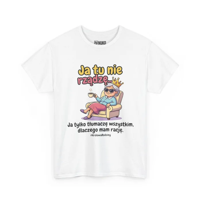 T-shirt z nadrukiem Babcia - Królowa Rodziny