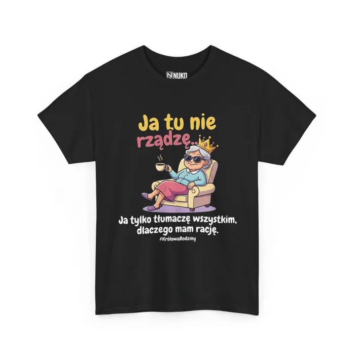 T-shirt z nadrukiem Babcia - Królowa Rodziny