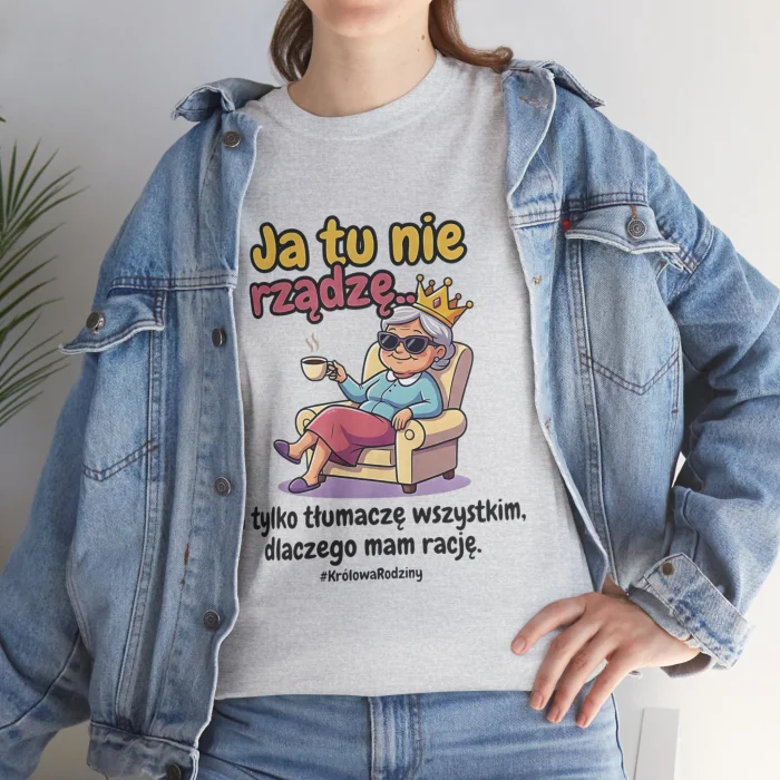 T-shirt z nadrukiem Babcia - Królowa Rodziny