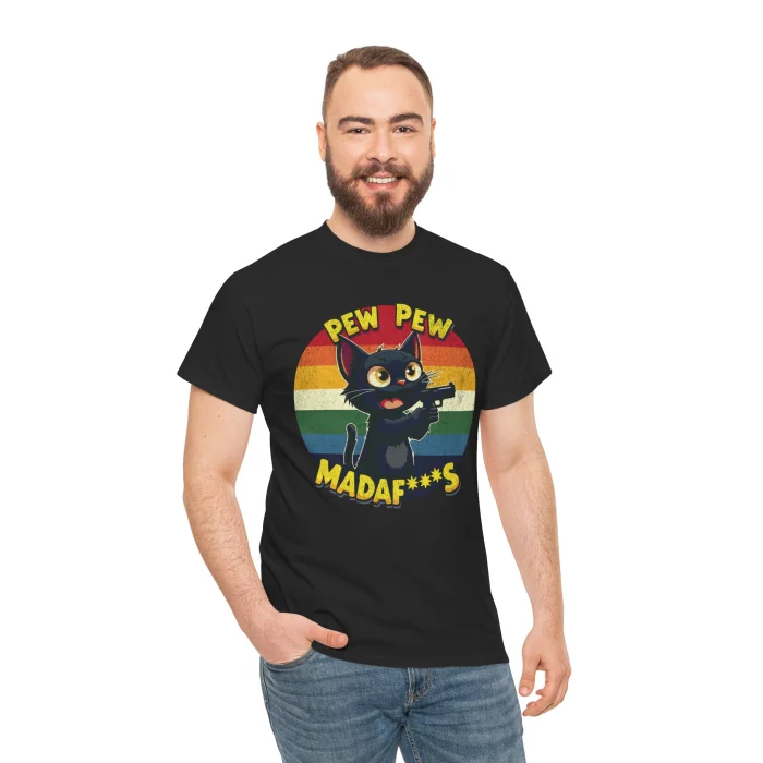 T-shirt z nadrukiem Pew Pew Madaf***s