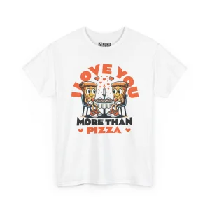 T-shirt z nadrukiem I Love You More Than Pizza