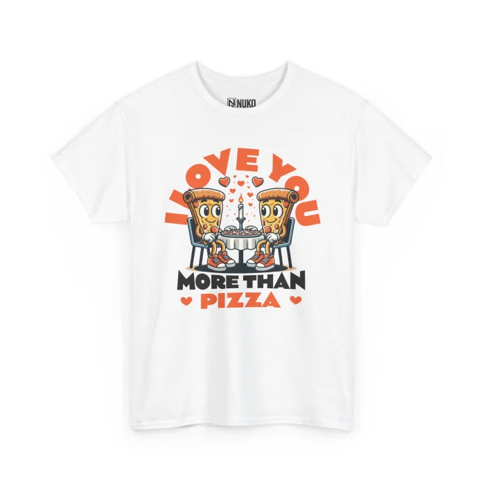 T-shirt z nadrukiem I Love You More Than Pizza
