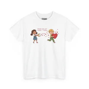 T-shirt z nadrukiem na Walentynki Między nami Jest Chemia i Fizyka